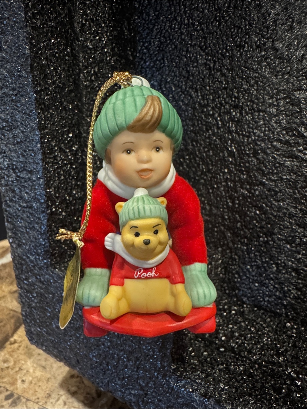 Ashton-Drake “A Very Pooh Christmas” Disney Holiday Ornament “Hold On Pooh”